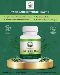 100% Organic Spirulina Tablets – Natural Superfood Supplement | Plant-Based Protein, Energy & Immunity Booster – 500 mg – 120 Tablets