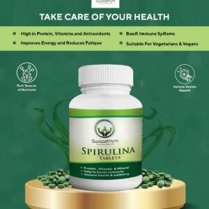 100% Organic Spirulina Tablets – Natural Superfood Supplement | Plant-Based Protein, Energy & Immunity Booster – 500 mg – 120 Tablets